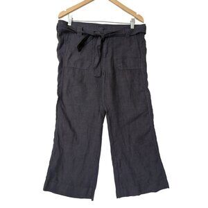 Caslon Wide Leg Linen Pants Womens XS Steel Blue Belted‎ Pockets Casual Beach